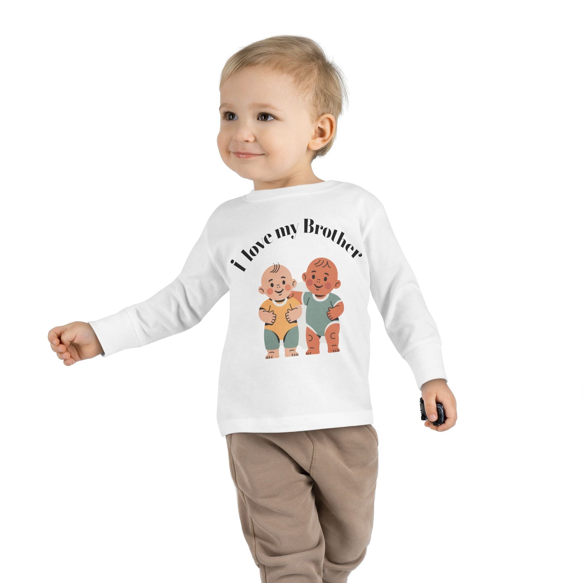 Toddler Long Sleeve Tee — "I Love My Brother" Cute Baby Siblings Graphic - kaon_place