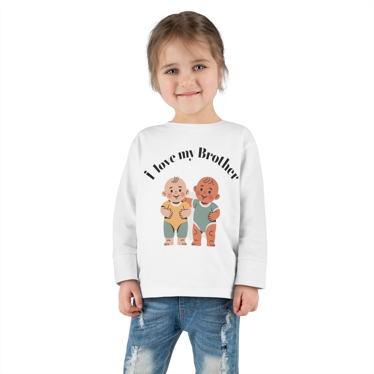 Toddler Long Sleeve Tee — "I Love My Brother" Cute Baby Siblings Graphic - kaon_place